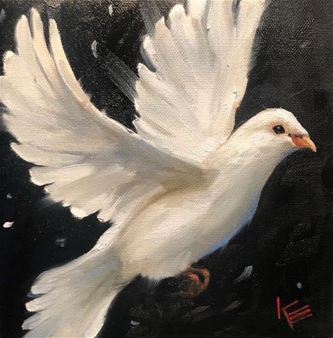 Famous Bird Paintings, Dove Painting Aesthetic, Christmas Dove Painting, Dove Drawing Realistic, Paintings Of Doves Flying, Dove Peace Art, Peaceful Art Painting, Dove Artwork Peace, Painting Of Doves