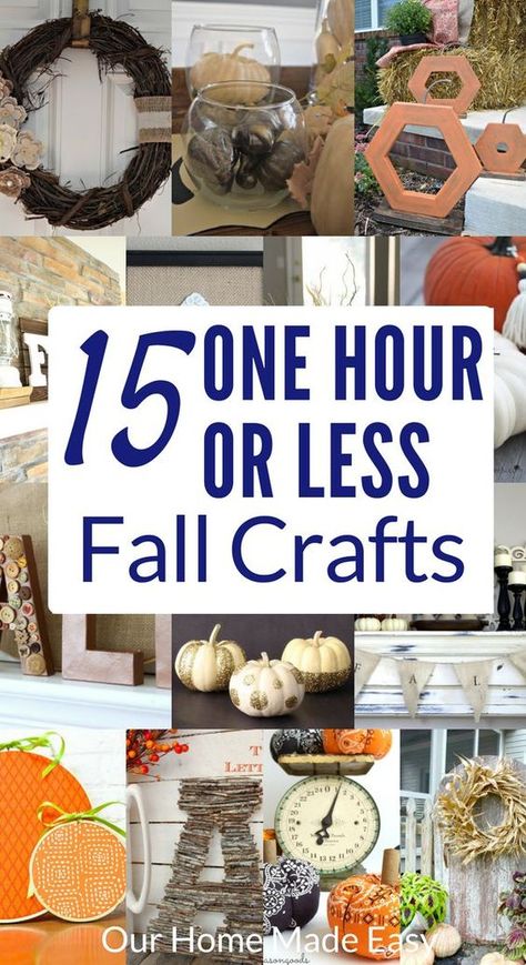 Here are 15 super easy fall crafts that you can make in less than an hour! Start and finish them in no time. Click to see all 15 crafts! Easy Diy Fall Crafts, Fall Crafts For Adults, Fall Decor Diy Crafts, Easy Fall Crafts, Fall Thanksgiving Decor, Crafts For Seniors, Fall Halloween Crafts, Fall Crafts Diy, Inspire Me Home Decor