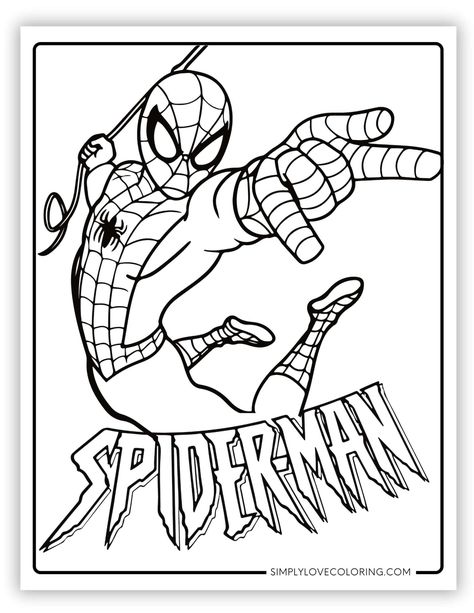 Free Spiderman coloring pages are great for educational activities for kids, crafts, road trips, and more. Also, get great ideas on fun ways to turn them into a learning experience. Croquis, Printable Spiderman Coloring Pages, Superhero Printables Free Coloring Pages, Spiderman Drawing Color, Spiderverse Coloring Page, Hulk Coloring Pages Free Printable, Spider Man Coloring Pages Free Printable, Marvel Coloring Pages Free Printable, Spiderman Activities