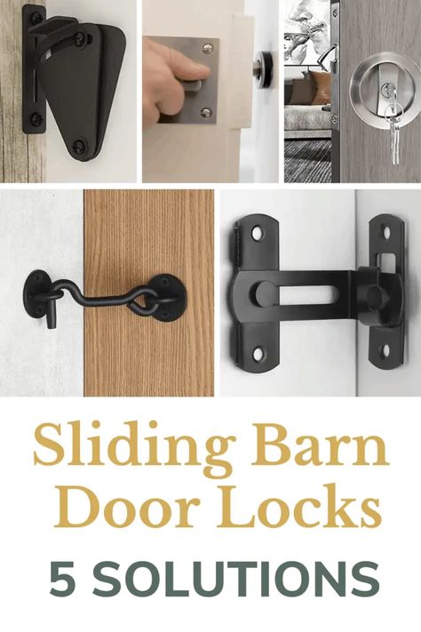 Farmhouse Door Lock, Locking Sliding Door, Barn Doors To Bedroom, Barn Door Locking Hardware, Locking Sliding Barn Door, Sliding Barn Door Handle, Hardware For Barn Doors, Barn Doors Handles, Barn Doors On Bathrooms