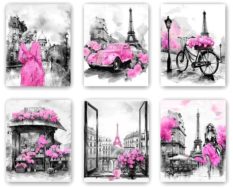 PRICES MAY VARY. ♠ ✨〖BEAUTIFUL PARIS DECOR〗: Looking for a unique and whimsical Romantic Paris wall art ?Add the romantic atmosphere, which can help brighten your room and make you keep enthusiastic and romantic about life ♠ ✨〖Wide Application〗: our Pink and Grey Bathroom Decor Pink Paris Decor they can be applied to decorate your office, bedroom, kitchen, apartment, hotel, house, dining room, bar and so on ♠ ✨〖High Quality Canvas〗: Our Pink and Grey Bathroom Decor Pink Paris Decor white semi-gl Eiffel Tower Bedroom, Pink And Black Bathroom Decor, Tower Bedroom, Pink Eiffel Tower, Bedroom Romantic, Paris Home Decor, Whimsical Romantic, Kitchen Apartment, Gray Bathroom Decor