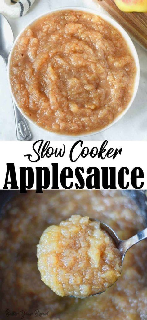 Homemade Applesauce Crockpot, Spiced Applesauce, Homemade Applesauce Recipes, Crockpot Applesauce, Slow Cooker Applesauce, Cinnamon Applesauce, Applesauce Recipe, Slow Cooker Apples, Apple Recipes Easy