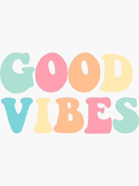 "Good Vibes Sticker" Sticker by Alyssa-DAmato | Redbubble Diy Shotski, Love One Another Quotes, Good Vibes Wallpaper, Preppy Stickers, Lettering Styles, Preppy Wallpaper, Apple Watch Wallpaper, Phone Wallpaper Patterns, Happy Vibes