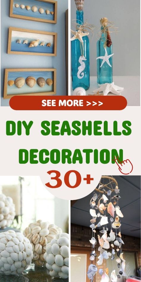 31 DIY Home Decoration Ideas With Seashells Ideas With Seashells, Seashell Candles Diy, Seashell Centerpieces, Recycled Garden Planters, Decorating A Home, Seashell Art Diy, Beach Crafts Diy, Sea Shells Diy, Diy Beach Decor