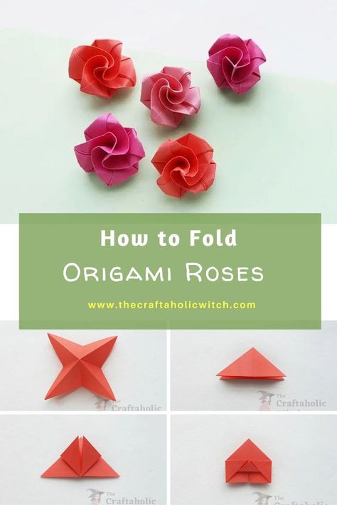 How to Make Easy Origami Roses Homemade Flowers Paper, Origami Mini Flowers, How To Make An Origami Flower, Oragami Roses Step By Step, Tiny Origami Flowers, How To Make A Origami Flower, How To Make Sticky Note Flowers, How To Make Origami Rose, How To Make A Paper Rose Step By Step