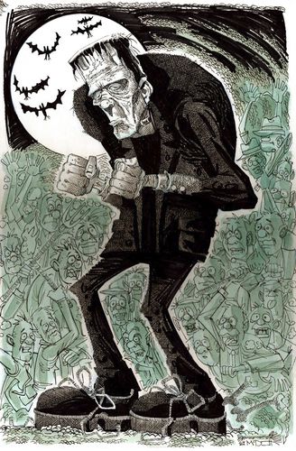 Cartoon: Frankenstein and Friends (medium) by Cartoons and Illustrations by Jim McDermott tagged frankenstein,monster,scary,movies Monster Scary, Autumn Images, Frankenstein Art, Halloween Pics, Frankenstein Monster, Spooky Art, Horror Punk, Halloween Spooktacular, Dance Ideas