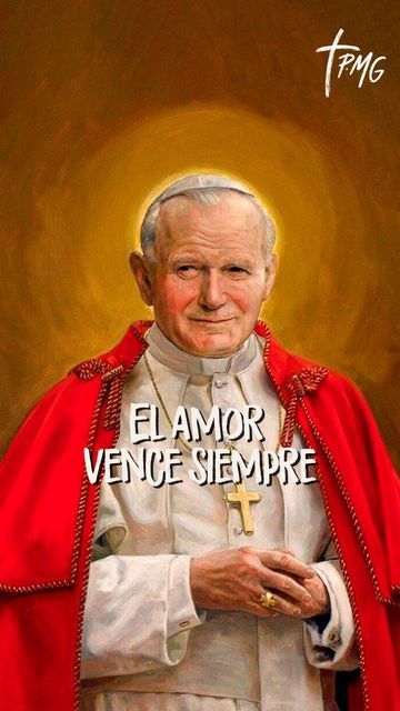 Padre Miguel Guerra on Instagram: "No te pierdas este mensaje de San Juan Pablo II, sus palabras son actuales, trascienden generaciones y resuenan en nuestro corazón. Mañana como iglesia celebramos la memoria de este gran Pontífice, que se desbordó en servir y amar a Dios. Sin duda, escuchar a San Juan Pablo II, nos deja un mensaje de paz, esperanza y de confianza en aquel que lo puede todo. “El amor vence siempre, como Cristo ha vencido, el amor ha vencido. Cristo siempre puede más”. ¿Tie Santos, Saints For Kids, Pope Saint John Paul Ii, San Juan Pablo Ii, St John Paul Ii, Juan Pablo Ii, Catholic Religion, John Paul Ii, Catholic Faith