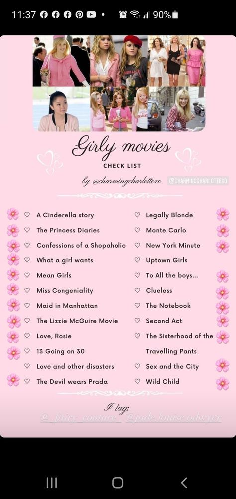 Movies To Watch Like Clueless, Princess Movies To Watch, Girly 90s Movies, Legally Blonde Movie Night, Feminine Movies To Watch, Movies Like Mean Girls To Watch, Movies Like Mean Girls And Clueless, Girly Tv Shows To Watch, New Movies 2024