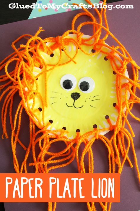 Lion Craft For Kindergarten, Paper Plate Tiger Craft, Jungle Theme Toddler Crafts, Zoo Preschool Activities Art Projects, Lion King Preschool Activities, Animal Art Projects For Kids Preschool, Preschool Lion Activities, Preschool Lion Craft, King Crafts For Kids