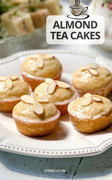 High Tea Pastries, Afternoon Tea Dessert Recipes, Afternoon Tea Pastries, Mini Almond Cakes, Afternoon Tea For One, Afternoon Tea Recipes Sweet, Afternoon Tea Cookies, Cute Tea Party Ideas, Tea Bread Recipes