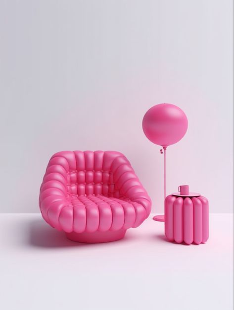 An artificial intelligence art exploration into high-enf inflatable furniture. #architecture #inspiration #furniture #furnituredesigns #productdesign Puffy Chair, Inflatable Art, Estilo Kitsch, Inflatable Couch, Art Exploration, Chair Art, Inflatable Furniture, Inflatable Chair, Inflatable Sofa