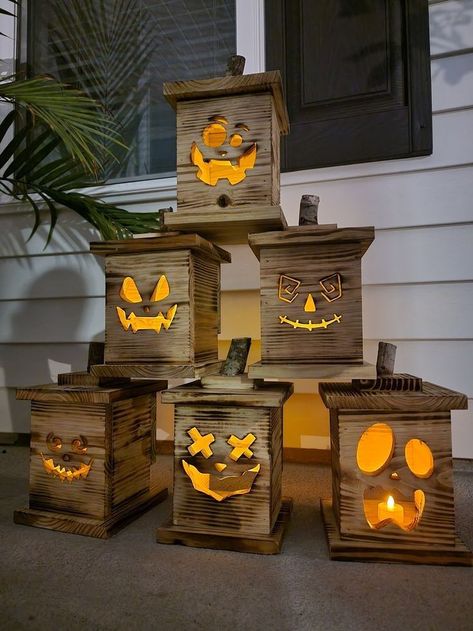 Make 16,000 Projects With Step By Step Plans...even if you don't have a large workshop or expensive tools! small wood projects DIY, small wood projects scrap, small wood projects awesome ideas, and many other pins!ideas] simple | wood working | diy projects | wood crafts I diy wood working ideas Halloween Lanterns Diy, Rustic Halloween Decor, Wood Halloween, Tea Light Lanterns, Halloween Wood Crafts, Rustic Halloween, Homemade Furniture, Homemade Halloween Decorations, Scary Decorations