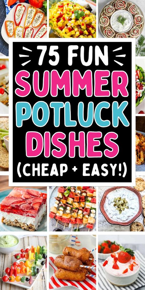 easy potluck dishes crowd pleasers parties Potluck List Ideas, Easy Passing Dishes, Dessert Salads Potlucks, Easy Recipes For Potluck, Easy Things To Bring To A Potluck, Best Summer Potluck Dishes, Salad For Potluck Easy, Family Potluck Ideas, Easy Summer Dishes For A Crowd