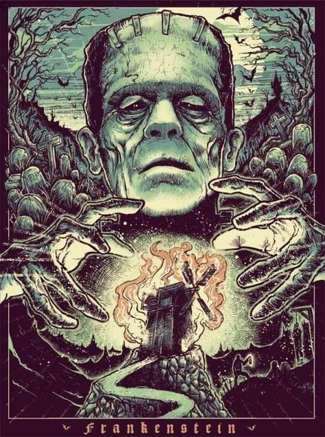 Universal Classic Monsters Poster Art : "Frankenstein" 1931, by Godmachine Frankenstein Art, The Legend Of Sleepy Hollow, Horror Monsters, Horror Posters, Horror Movie Art, Horror Icons, Classic Horror Movies, Horror Movie Posters, Universal Monsters