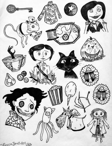 found on google Tattoo Inspiration, Coraline Cat, Coraline Tattoo, Coraline Art, 16 Tattoo, Flash Tattoo Designs, Inspiration Tattoos, Spooky Tattoos, Doodle Tattoo