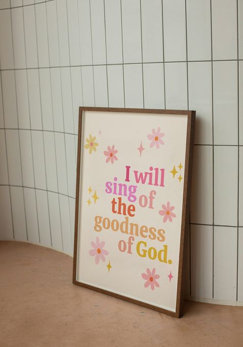 College Dorm Living Room Decor, Diy Christian Room Decor, Colorful Christian Wall Art, Christian Bathroom Decor, Pink Floral Dorm Room, Christian Posters For Room, Pink And Orange Apartment Decor, Christian Diy Decor, Boho Christian Decor