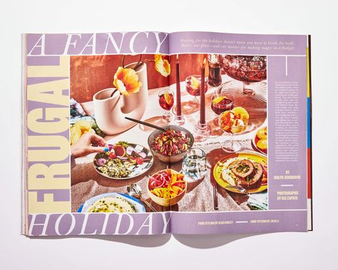 Bon Appétit Serves Up a Hot Rebrand for Their Print Magazine – PRINT Magazine Christmas Magazine Design, Food Magazine Layout, Custom Typeface, Magazine Layout Inspiration, Cookbook Design, Holiday Magazine, Custom Stocking, Magazine Spreads, Magazine Layout Design