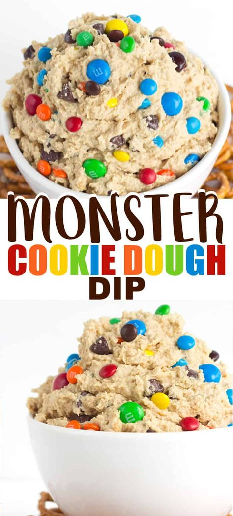 Monster Cookie Dough Dip, Cookie Dough Dip Recipe, Cookie Dough Dip, Dessert To Make, No Bake Dessert, Bake Dessert, Peanut Butter Chips, Desserts To Make, Side Recipes