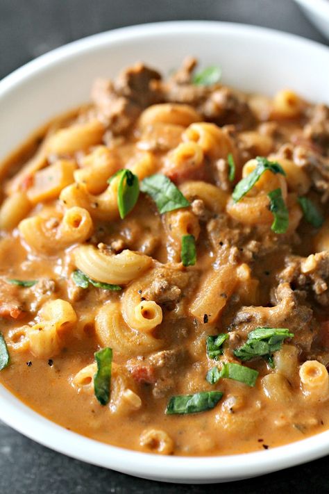 Macaroni Tomato Soup, Ground Beef And Macaroni, Ground Beef Macaroni, Creamy Ground Beef, Beef And Macaroni, Beef Macaroni, Macaroni Soup, Tomato Soup Recipe, Soup With Ground Beef