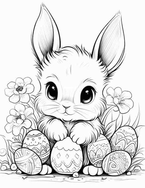 Free Easter Coloring Pages, Fargelegging For Barn, Bunny Coloring, Easter Bunny Colouring, Easter Egg Coloring Pages, Easter Drawings, Easter Coloring Book, Bunny Coloring Pages, Spring Coloring Pages