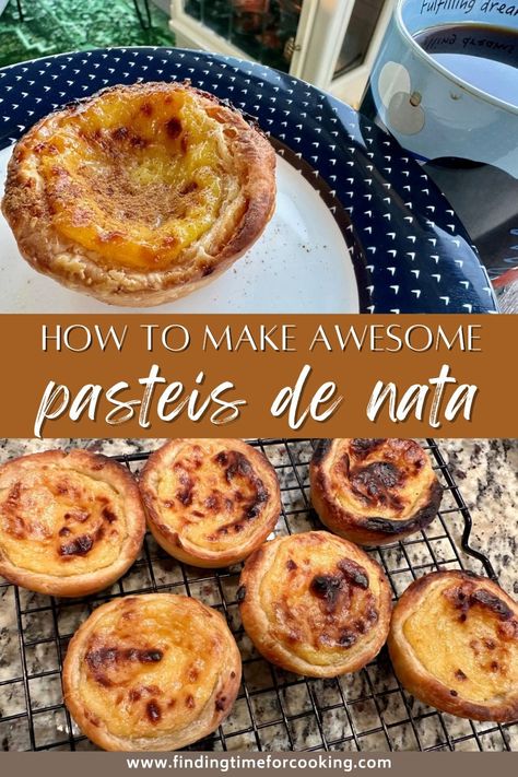 Homemade Pasteis de Nata (the Famous Portuguese Egg Custard Tarts) | How to make pasteis de nata, the famous delicious Portuguese custard tart...making homemade pastel de nata is not difficult if you have detailed step-by-step instructions (& tested easy techniques). These delicious custard tarts are perfect for any special occasion! #pasteisdenata #portuguesetarts #custardtart #portuguesecuisine Portuguese Tarts Pastel De Nata, Portuguese Custard Tarts Pastel De Nata, Portuguese Egg Tart Recipe, Portuguese Tart, Egg Custard Tarts, Natas Recipe, Portuguese Custard Tarts, Portuguese Tarts, Whipped Shortbread