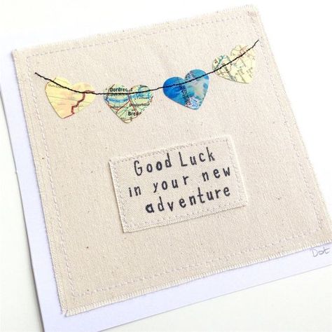 Diy Goodbye Cards, Farewell Greeting Cards, Goodbye Cards, Bon Voyage Cards, Goodbye And Good Luck, Farewell Card, Stitched Paper, Job Cards, New Job Card