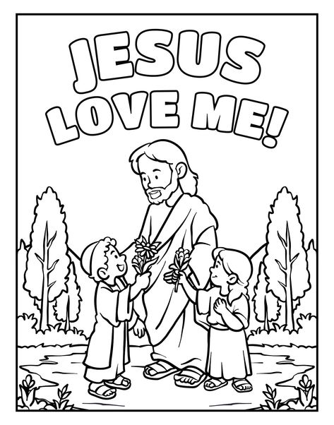 Easter Sunday Drawing, Easter Jesus Coloring Pages, Jesus Loves Me Coloring Pages For Kids, Jesus Loves Me Coloring Page, Jesus Coloring Pages Printables, Vpk Worksheets, Religious Coloring Pages, Church Coloring Pages, Kindergarten Sunday School