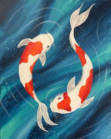 Karp Koi, Koi Painting, Koi Fish Drawing, Piskel Art, Ikan Koi, Koi Art, Easy Canvas Art, Cute Canvas Paintings, Fish Drawings