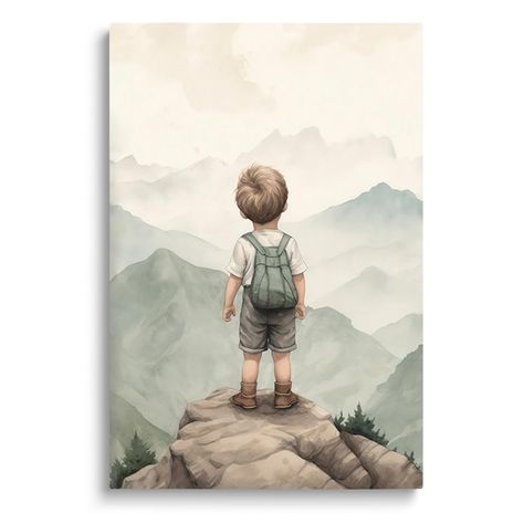 PRICES MAY VARY. Adorable Design: This baby boy nursery wall decor features an adventurous watercolor mountain design that adds a playful and whimsical feel to the space. Perfect for creating a nature-inspired, woodland theme in your child's room. High-Quality Print: Our wall art is printed on high-quality materials ensuring vibrant colors that won't fade over time. It will remain as captivating as it was on day one, capturing your child's imagination and curiosity. Versatile Sizes: Available in Tela, Nature Nursery Wall Art, Mountain Wall Decals, Explorer Theme Nursery, Forest Inspired Nursery, Mountain Theme Decor, Mountain Forest Nursery Theme, Wilderness Nursery Theme, Baby Room Forest Theme