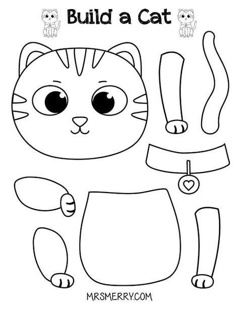 Cat Template, Free Printable Crafts, Cat Printable, Printables Free Kids, Cat Kids, Animal Crafts For Kids, Printable Activities For Kids, Cat Crafts, Printable Crafts