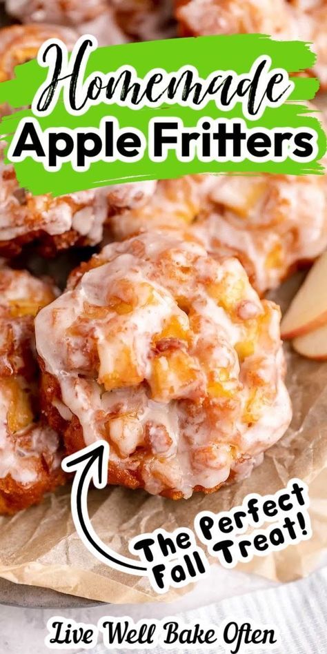 The BEST Homemade Apple Fritters Cast Iron Apple Fritters, How To Make Apple Fritters, Apple Fritters Recipe Easy, Fried Apple Fritters, Easy Apple Fritters Recipe, Homemade Apple Fritters, Fritters Recipes, Apple Fritters Recipe, Apple Bake