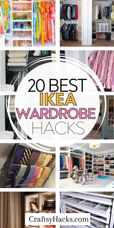 Our board showcases the ultimate IKEA closet hacks that will elevate your organization game. Discover the best closet design tips, space-saving closet organization ideas, and wardrobe storage ideas that will change the way you organize your closet space. Ladies Wardrobe Design Ideas, Spare Closet Organization Ideas, Mini Closet Organization, Shallow Closet Design, Ikea Hacks Closet Walk In, Organize Wardrobe Closet, Ikea Diy Closet Organization, No Wardrobe Ideas Bedrooms, Billy Clothes Storage