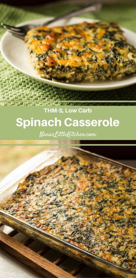 Canned Spinach Recipes, Spinach Recipes Side, Spinach Casserole Recipes, Potluck Side Dishes, Spinach Casserole, Trim Healthy Mama Recipes, Meatless Main Dishes, Potluck Dishes, Thm Recipes