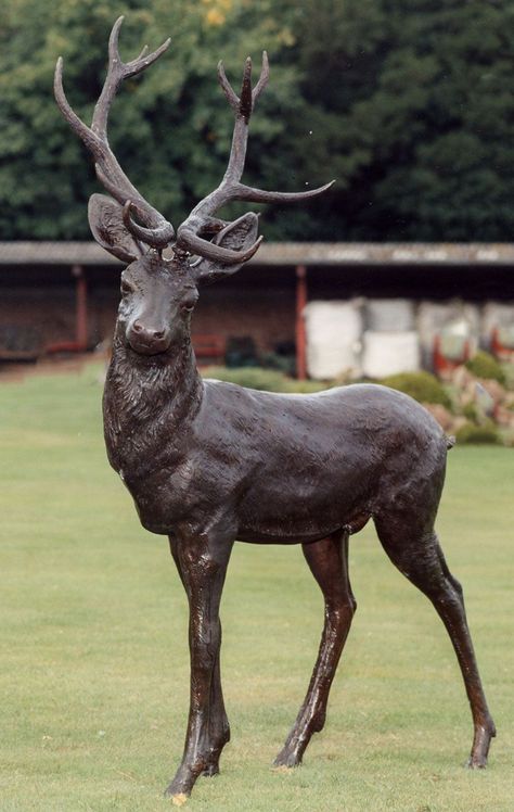 Deer Garden, Wood Carving Art Sculpture, Small Deer, Bronze Casting, Deer Statues, Sculpture Head, Statues For Sale, Deer Art, Garden Ornament