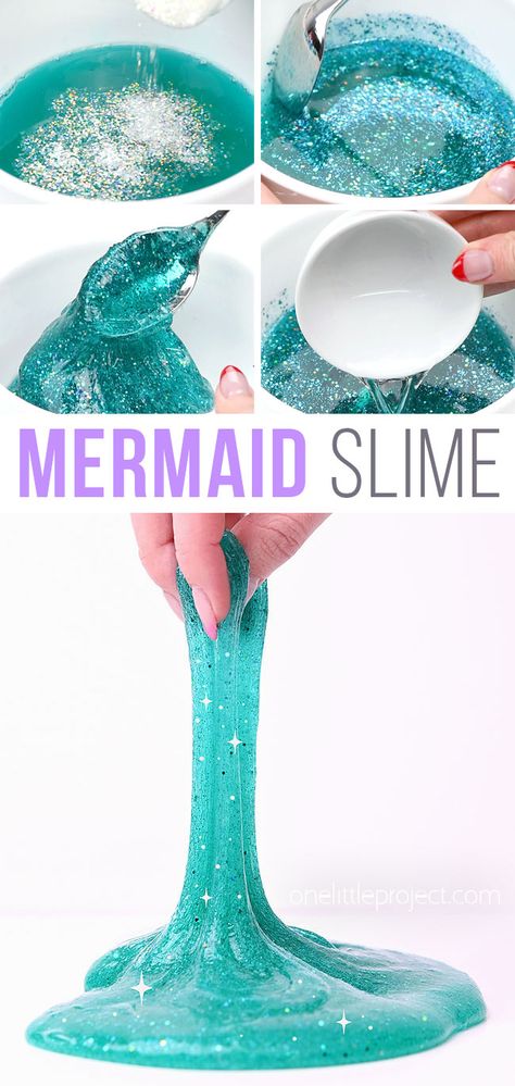 Little Mermaid Crafts, Diy Mermaid Birthday Party, Mermaid Slime, Slime Glitter, Ocean Theme Birthday, Paper Craft For Kids, Ocean Birthday Party, Diy Mermaid, Mermaid Birthday Party Decorations