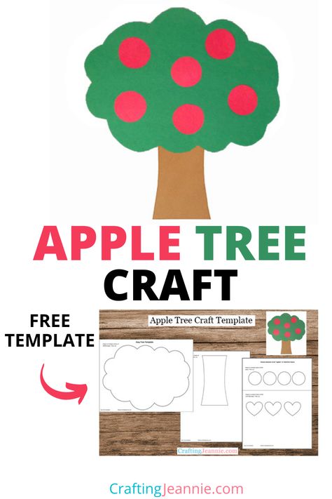 This Apple Tree Craft comes with a Free Printable Template! Get the Free apple craft Template and instructions for this fun Back to School Activity for Kids! I show you step-by-step how to make the supplies and even include lots of tips to make crafting easier for groups of kids. Great for Preschool, Kindergarten, Daycare and scouts! #daycareCraft #preschoolcraft #kidcraft #CraftingJeannie Apple Tree Template, Apple Tree Craft, Apple Facts, Apple Template, Preschool Apple Theme, Bus Crafts, Apple Crafts, Family Tree Craft, Prek Crafts