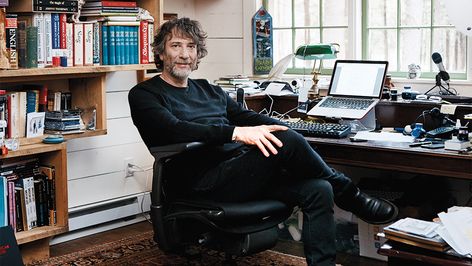 Inside Neil Gaiman's Rural Writing Retreat - Variety Neil Gaiman American Gods, Writer's Office, John Cameron Mitchell, Writers Desk, Cameron Mitchell, Writing Offices, Writing Retreat, White German Shepherd, Traditional Office