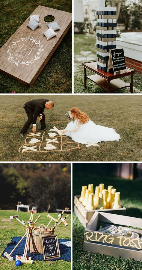 Back Yard Wedding Games, Lawn Games At Wedding, Fun Backyard Wedding Ideas, Fun Outdoor Wedding Games, Outdoor Games At Wedding, Outdoor Games Wedding Reception, Fun Outdoor Wedding Ideas, Outdoor Wedding Games For Guests, Outdoor Wedding Yard Games