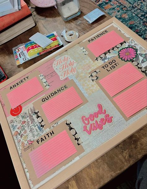 Prayer Board Cardboard Vision Board, Blessing Board Ideas, New Year Prayer Board, Dollar Tree Vision Board Ideas, How To Make Prayer Board, Prayer Board Ideas With Envelopes, Prayer Boards For Home, Prayer Bored Ideas Aesthetic, Prayer Board Ideas Aesthetic Black