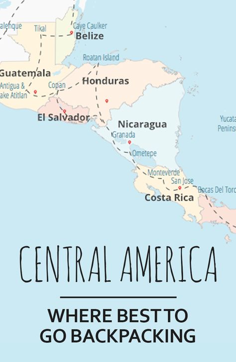 Travel tips, country overviews and recommended routes for backpacking Central America and Mexico #CentralAmerica #Mexico #CentralAmericaTravel #Travel #SoloTravel #IndieTravel #IndieTraveller Caye Caulker, Logo Del America, Backpacking Central America, Backpacking Aesthetic, Europe Backpacking, Backpacking Routes, Central America Destinations, Backpacking Meals, South America Map