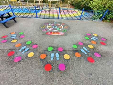 Primary School Playground Design, Playground Painting Preschool, School Playground Paint Ideas, Playground Games Painted, Playground Painting Ideas, School Yard Ideas, School Yard Design, Painted Playground, School Playground Ideas