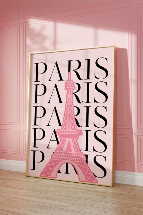 Pink Paris Room Ideas, Paris Themed Wallpaper, Emily In Paris Room Decor, London Room Decor, Paris Aesthetic Poster, Paris Room Decor For Teens, Apartment Preppy, Living Room Decor College, Pink Paris Bedroom