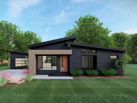 Pelan Rumah Kecil, Rumah Moden, Small Modern House Plans, Skillion Roof, Pelan Rumah, Contemporary House Exterior, Casa Country, Small Modern Home, Modern Style House Plans