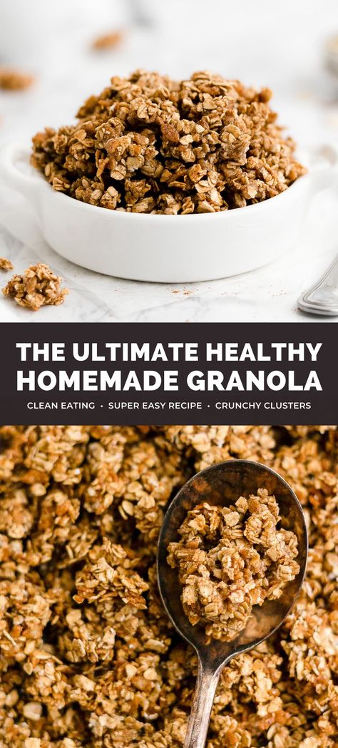 Low Calorie Granola, Cinnamon Granola Recipe, Granola Calories, Healthy Homemade Granola Recipe, Low Sugar Granola, Healthy Homemade Granola, Sugar Free Granola, Easy Homemade Granola, Yogurt Parfaits