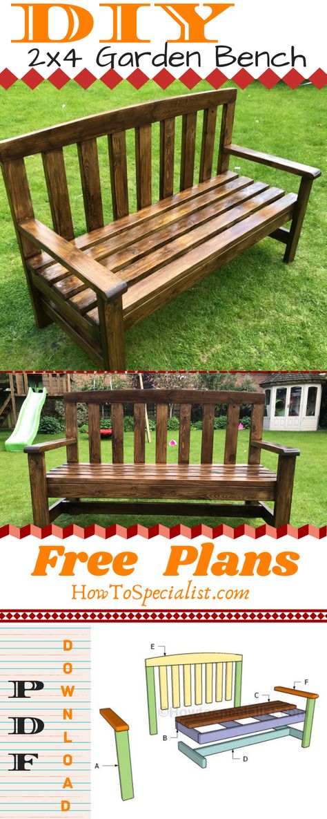 Diy Wood Bench Outdoor Garden, Wood Bench Diy Outdoor, How To Build A Garden Bench, Outdoor Bench Diy Easy, Outside Benches Diy, Diy Wood Outdoor Bench, Wooden Bench Diy Outdoor, How To Make A Bench Out Of Wood, Bench Made Out Of Pallets