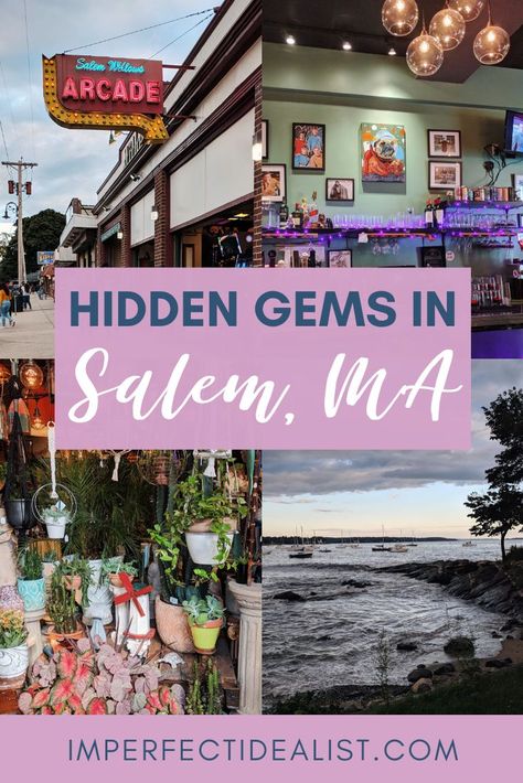 Salem, MA is known for its history and haunted activities, largely due to the Salem Witch Trials. But did you know that Salem is also just a quaint town to visit, with plenty of non-witchy things to do? Here are some of Salem's best hidden gems, including an arcade, cute shops, camping, and a cool pizza shop. | Things to do in Salem Massachusetts | Salem Massachusetts Shops | Salem Massachusetts Restaurants | Salem Massachusetts Travel | Day Trips from Boston | Weekend Trips from Boston Salem Massachusetts 1 Day, Places To Visit In Salem Massachusetts, Salem Travel Guide, Salem Massachusetts Winter, Visit Salem Massachusetts, Bachelorette Party Salem Ma, Salem Massachusetts Shopping, Salem Massachusetts Spring, Salem Massachusetts Food