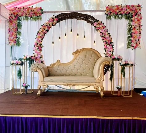 Beautiful Stage Decor🌸 . 📞9762433813 . #eventplanner #weddingdecor #instagram #punecity #reels Simple Engagement Decorations Indian, Wedding Hall Decorations Simple, Engagement Decorations Indian, Seemantham Decoration, Budget Wedding Decor, Engagement Stage Decoration, Engagement Decoration, Reception Stage, Reception Stage Decor