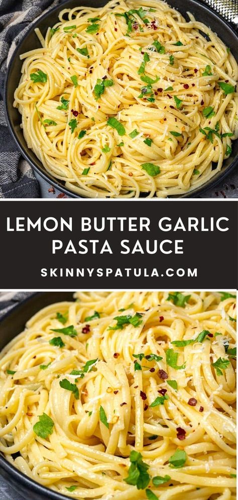 Garlic Lemon Sauce Pasta, Lemon Piccata Pasta, Easy Meals With Pasta, Quick Lunch Pasta, Garlic Butter Linguine Pasta, Italian Lemon Pasta Recipes, Lemon Garlic Pasta With Chicken, Lemon Pasta No Cream, Creamy Summer Lemon Pasta