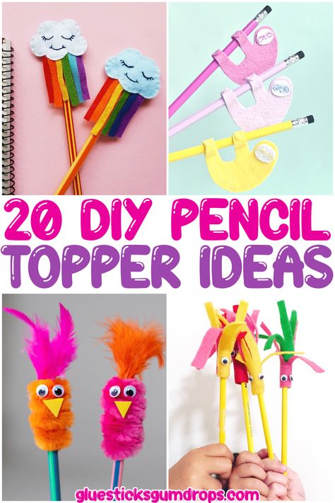 It's time for school and these pencils need a little love. We've rounded up 20 of our favorite DIY Pencil Toppers that will add some personality into your day! Whether you're looking for something colorful or silly, we have the perfect project for every type of kid. Get ready to make your pencil set POP with this collection of easy crafts! These are great ideas for back-to-school gifts too! Pencil Toppers Diy, Back To School Crafts For Kids, Pencil Topper Crafts, Market Day Ideas, Diy Crafts For School, Cheap Wedding Favors, Pencil Crafts, Pen Toppers, Circle Designs