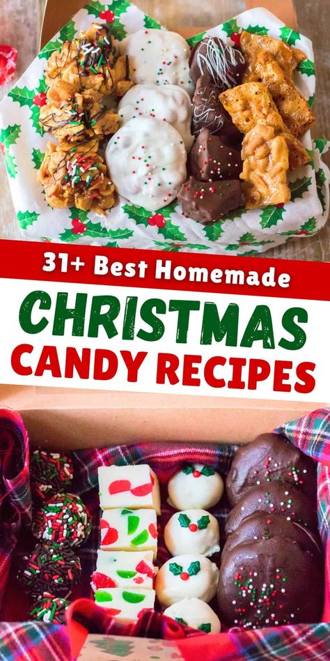 The best Christmas candy recipes to sweeten your holiday season, from classic fudge recipes to easy homemade candies perfect for holiday parties or to give as edible gifts. Christmas Desserts For Gifting, Christmas Snacks Gifts Homemade, Christmas Cookies And Candies Recipes, Brittle Recipes Christmas, Easy Candy Recipes For Christmas, Christmas Candy Easy 3 Ingredients, Homemade Christmas Sweets, Christmas Candy Easy Recipes, Holiday Candy Recipes Christmas